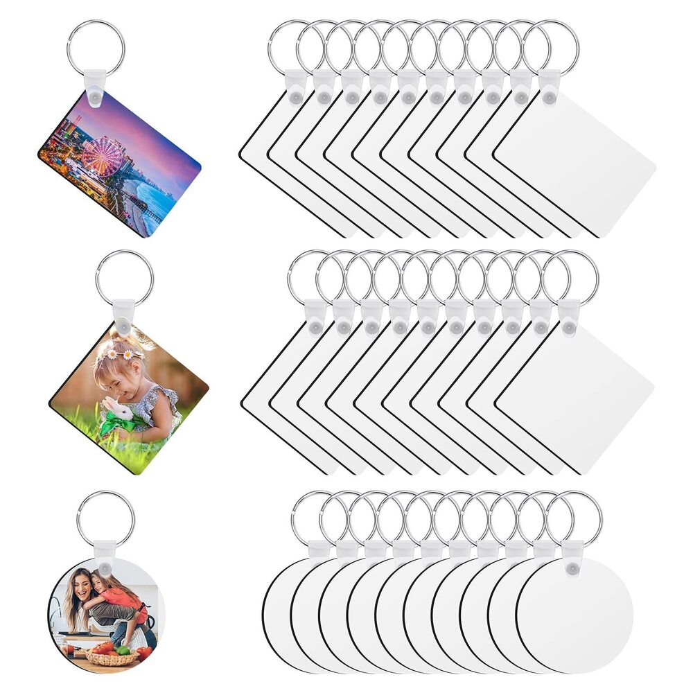 6110 Sublimation Blank Keychain 30PCS Heat Transfer Double-Side Printed DIY